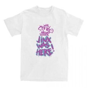 Beyaz Jinx Arcane Monkey Unisex Streetwear Grunge Aesthetic Short Sleeve Cotton T