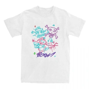 Beyaz Jinx Arcane Monkey Unisex Streetwear Grunge Aesthetic Short Sleeve Cotton T