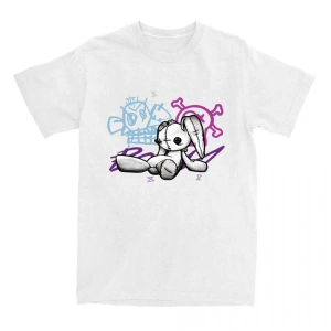 Beyaz Jinx Arcane Monkey Unisex Streetwear Grunge Aesthetic Short Sleeve Cotton T