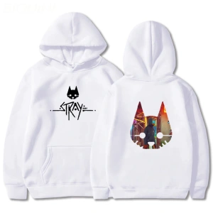 Beyaz Kaçak Oyun Kedi Anime Hoodie Sıcak Oyuni Büyük Boy Ti
