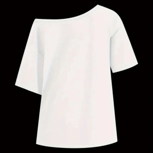 Beyaz Kadın Düşük Omuz Kayık Yaka Baskılı