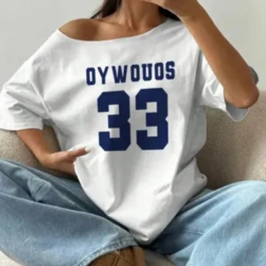 Beyaz Kadın Düşük Omuz Kayık Yaka Oywouos 33 Baskılı