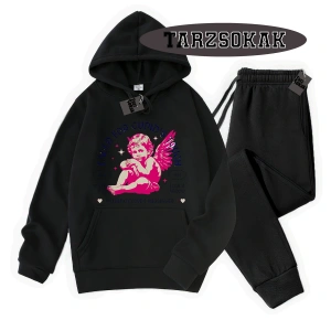 Beyaz Kapşonlu Eager Detaylı ikili TAKIM