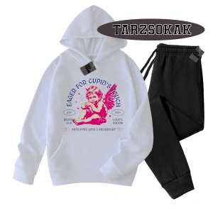 Beyaz Kapşonlu Eager Detaylı ikili TAKIM