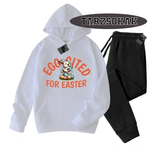 Beyaz Kapşonlu For Easter Detaylı ikili TAKIM