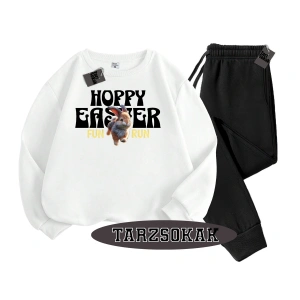 Beyaz Kapşonlu Hoppy Detaylı ikili TAKIM