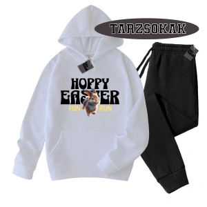 Beyaz Kapşonlu Hoppy Detaylı ikili TAKIM
