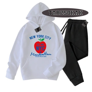 Beyaz Kapşonlu Nyces Detaylı ikili TAKIM