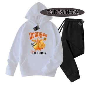 Beyaz Kapşonlu Oranges Detaylı ikili TAKIM