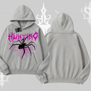 Beyaz Kapşonlu Sweatshirt Autumn Spider
