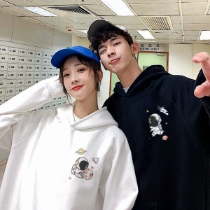 Beyaz Kapşonlu Sweatshirt Çift Sevgili Kombinleri Couple Clothing