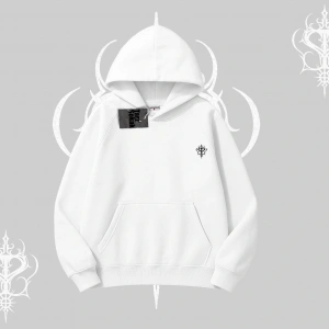 Beyaz Kapşonlu Sweatshirt Özel logolu
