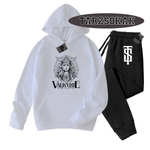 Beyaz Kapşonlu Valkyrıe Detaylı ikili TAKIM