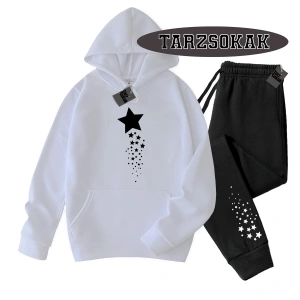 Beyaz Kapşonlu Yıldız Detaylı ikili TAKIM