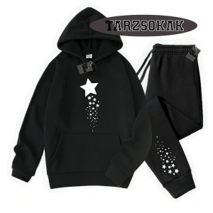 Beyaz Kapşonlu Yıldız Detaylı ikili TAKIM