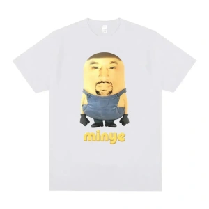 Beyaz Karikatür Anime Çalışma Kedi Baskı Çift Yuvarlak Boyun Yaz Gevşek ka