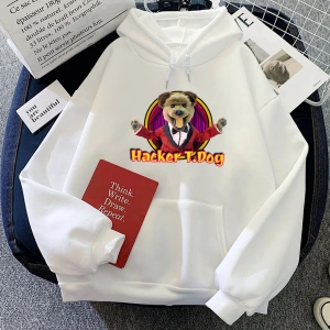 Beyaz Kawaii i Hacker kukla yapımcısı köpek sevimli Hoodies Ropa deras Ropa Mujer u