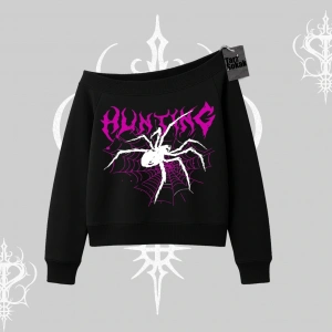 Beyaz Kayık Yaka Sweatshirt Autumn Spider