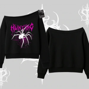Beyaz Kayık Yaka Sweatshirt Autumn Spider