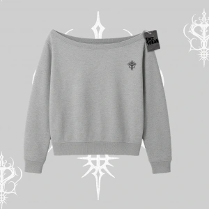 Beyaz Kayık Yaka Sweatshirt Özel logolu