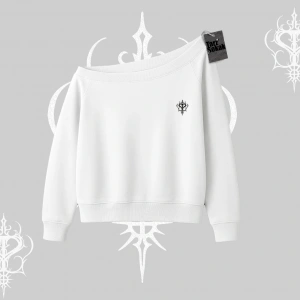 Beyaz Kayık Yaka Sweatshirt Özel logolu