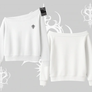 Beyaz Kayık Yaka Sweatshirt Özel logolu