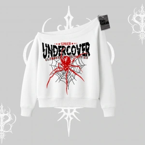 Beyaz Kayık Yaka Sweatshirt Spider Undercover