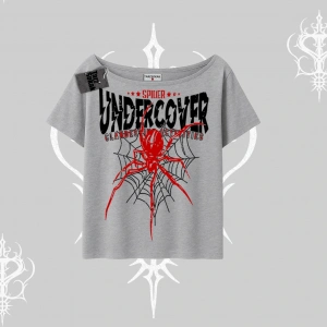 Beyaz Kayık yaka Tişört Spider Undercover