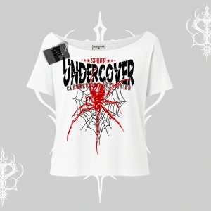 Beyaz Kayık yaka Tişört Spider Undercover