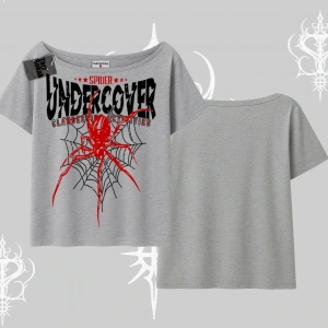 Beyaz Kayık yaka Tişört Spider Undercover