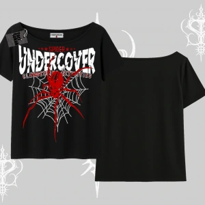 Beyaz Kayık yaka Tişört Spider Undercover