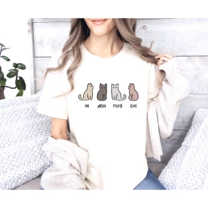 Beyaz Kedi Kedi Sevgilisi Hediye Un Deux Trois Kedi Komik Tee Elbise Üst Y2K T