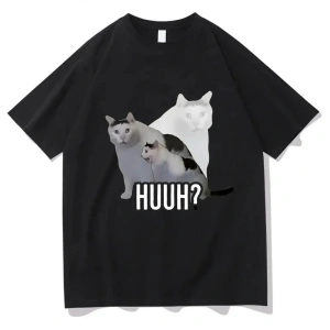Beyaz Kedi Meme Baskı Karikatür Grafik Baskı Yaz Tees Tops Harajuku