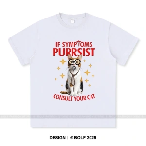 Beyaz Kediğinize Danışın Baskılı lar için Komik Grafik Tees Yaz Üstleri Purrfect