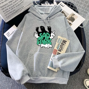 Beyaz kıyafetleri Band Sad Park grafik Hoodies rahatHarajuku moda Moletom