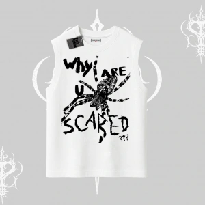 Beyaz Kolsuz Tişört Why are u Scared