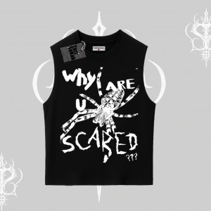 Beyaz Kolsuz Tişört Why are u Scared