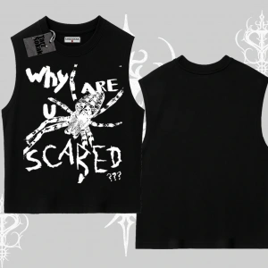 Beyaz Kolsuz Tişört Why are u Scared