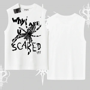 Beyaz Kolsuz Tişört Why are u Scared