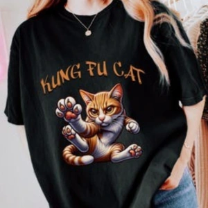 Beyaz Komik Kedi Kung Fu Kedi Tee Komik Kedi Baba Tee Kedi Meme Kedi Severler Yaz Yen