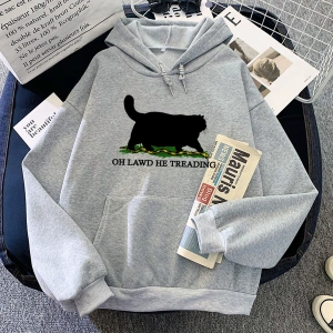 Beyaz Komik kediHoodies Oh Lawd o Treading i rahat rahat U