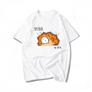 Beyaz Komik Sloganı Im Late for Work Mizah Vintage Japonya Kanji Hiçbir Fikir Baskılı T Sh