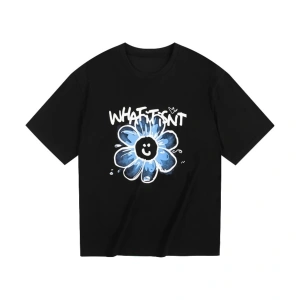 Beyaz Kore Marka Saf Zarif Baskı Yuvarlak Boyun G