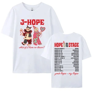 Beyaz Kore Şarkıcı J-Hope Sahnede Turu Unisex Sokak Grafik Hi