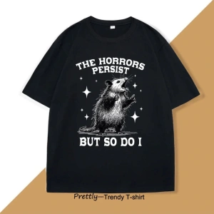 Beyaz Korku Kalıcı Ama Bu yüzden Yaparım Retro Opossum Komik Tshirt Sokak