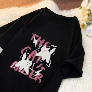 Beyaz Korku Kedi Baskı Yaz, Saf Y2k Üst Hem lar için Uygun