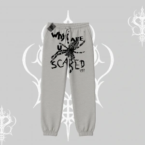 Beyaz Lastikli Eşofman Altı Why are u Scared