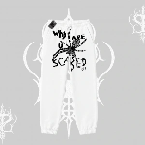 Beyaz Lastikli Eşofman Altı Why are u Scared