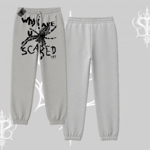 Beyaz Lastikli Eşofman Altı Why are u Scared