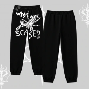 Beyaz Lastikli Eşofman Altı Why are u Scared